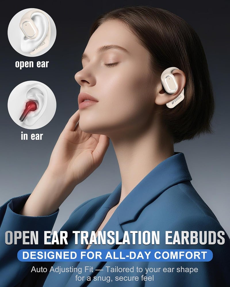 Sansui AI Translation Earbuds Real Time,6-in-1 Bluetooth 6.0 Language Translator Earbuds,Audifonos Traductores Inglés Español,Translate Ear Buds with 42H Playtime for Travel,Learning(Ivory White) - Image 4